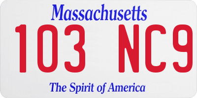 MA license plate 103NC9