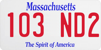 MA license plate 103ND2