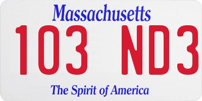 MA license plate 103ND3