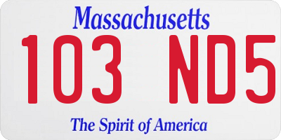 MA license plate 103ND5