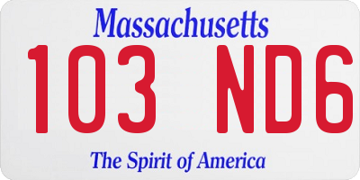 MA license plate 103ND6