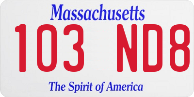 MA license plate 103ND8