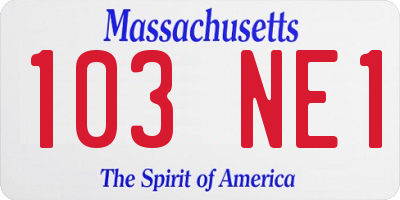 MA license plate 103NE1