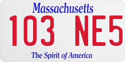 MA license plate 103NE5