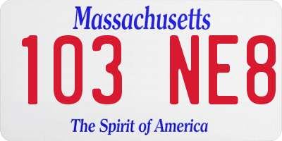 MA license plate 103NE8