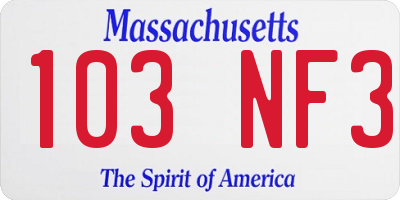MA license plate 103NF3