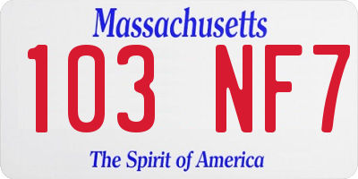 MA license plate 103NF7