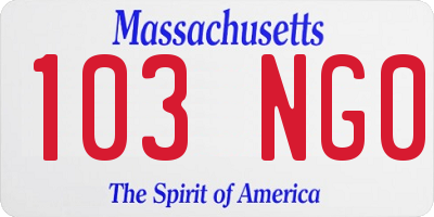 MA license plate 103NG0