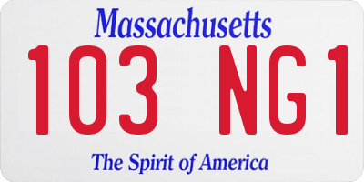MA license plate 103NG1