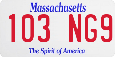 MA license plate 103NG9