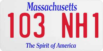 MA license plate 103NH1