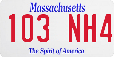MA license plate 103NH4