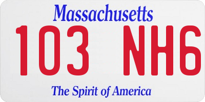 MA license plate 103NH6