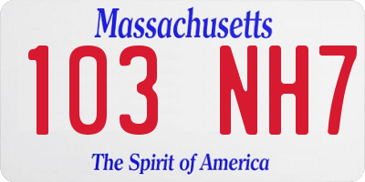 MA license plate 103NH7