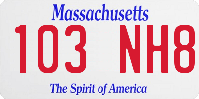MA license plate 103NH8