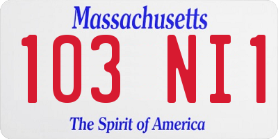 MA license plate 103NI1
