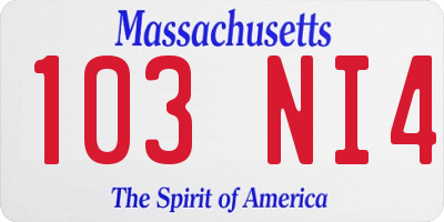 MA license plate 103NI4
