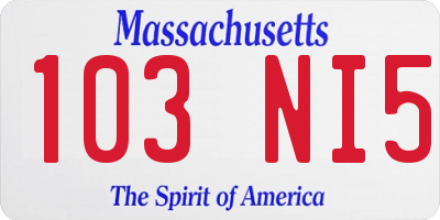 MA license plate 103NI5