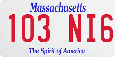MA license plate 103NI6