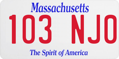 MA license plate 103NJ0