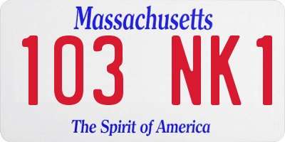 MA license plate 103NK1
