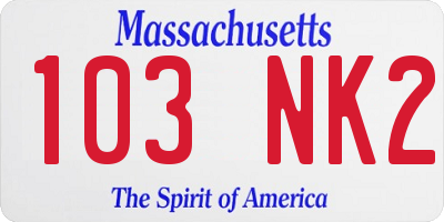 MA license plate 103NK2