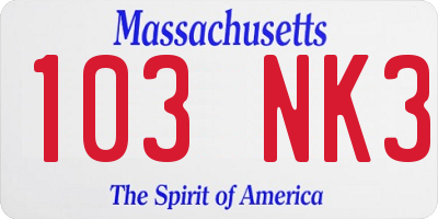 MA license plate 103NK3