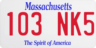 MA license plate 103NK5