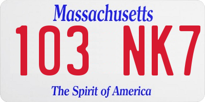 MA license plate 103NK7
