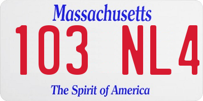 MA license plate 103NL4