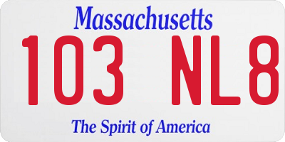 MA license plate 103NL8