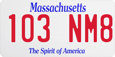 MA license plate 103NM8