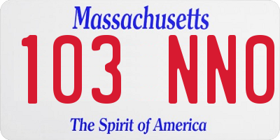 MA license plate 103NN0