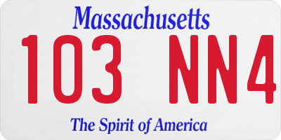 MA license plate 103NN4