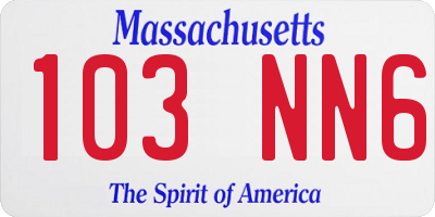 MA license plate 103NN6