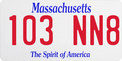 MA license plate 103NN8