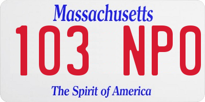 MA license plate 103NP0