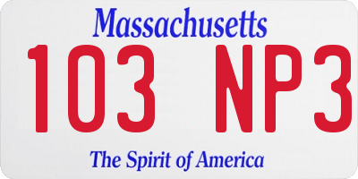 MA license plate 103NP3