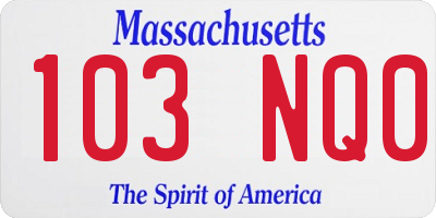 MA license plate 103NQ0