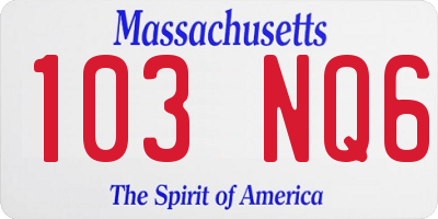MA license plate 103NQ6
