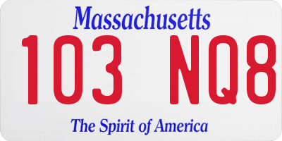 MA license plate 103NQ8