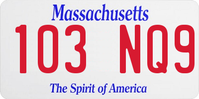 MA license plate 103NQ9