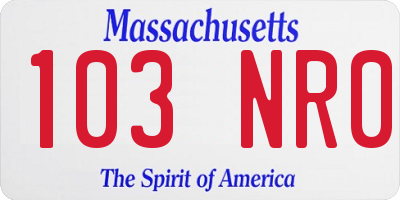 MA license plate 103NR0