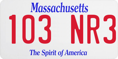 MA license plate 103NR3
