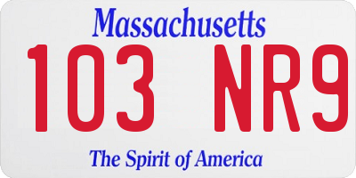 MA license plate 103NR9
