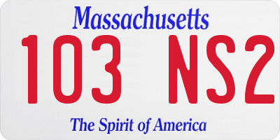 MA license plate 103NS2