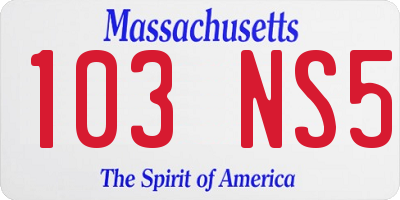 MA license plate 103NS5
