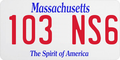 MA license plate 103NS6