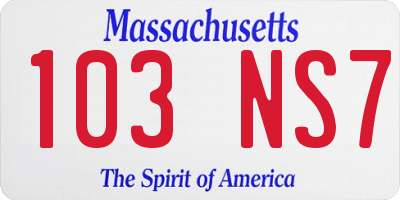 MA license plate 103NS7