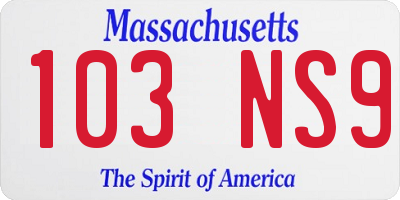 MA license plate 103NS9